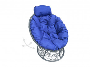 Кресло Папасан мини пружинка с ротангом синяя подушка в Нижней Салде - nizhnyaya-salda.magazinmebel.ru | фото