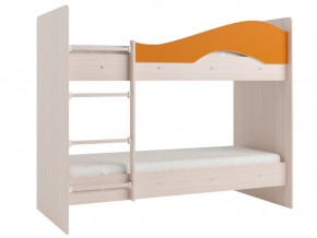 Кровать 2-х ярусная Мая на латофлексах млечный дуб, оранжевая в Нижней Салде - nizhnyaya-salda.magazinmebel.ru | фото