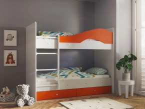 Кровать 2-х ярусная Мая с ящиками на латофлексах белый-оранж в Нижней Салде - nizhnyaya-salda.magazinmebel.ru | фото - изображение 1