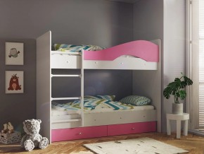 Кровать 2-х ярусная Мая с ящиками на латофлексах белый-розовый в Нижней Салде - nizhnyaya-salda.magazinmebel.ru | фото