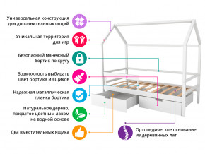 Кровать-домик Svogen с фото с ящиками и бортиком белый/динозаврики в Нижней Салде - nizhnyaya-salda.magazinmebel.ru | фото - изображение 2