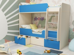 Кровать двухъярусная Малыш двойняшка дуб молочный-голубой в Нижней Салде - nizhnyaya-salda.magazinmebel.ru | фото - изображение 1