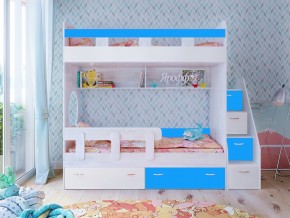 Кровать двухъярусная Юниор 1 винтерберг-белый с голубым в Нижней Салде - nizhnyaya-salda.magazinmebel.ru | фото - изображение 1