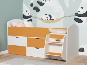 Кровать Малыш-7 белое дерево-оранжевый в Нижней Салде - nizhnyaya-salda.magazinmebel.ru | фото - изображение 1