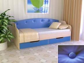 Кровать Юниор Тип 2 дуб молочный/синий 800х1600 в Нижней Салде - nizhnyaya-salda.magazinmebel.ru | фото