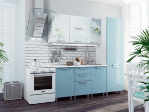 Кухня 2100 Бьянка голубые блестки в Нижней Салде - nizhnyaya-salda.magazinmebel.ru | фото