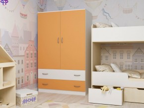 Шкаф двухстворчатый белый-оранж в Нижней Салде - nizhnyaya-salda.magazinmebel.ru | фото - изображение 1