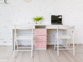 Стол письменный двухместный В 5 розовый в Нижней Салде - nizhnyaya-salda.magazinmebel.ru | фото - изображение 1